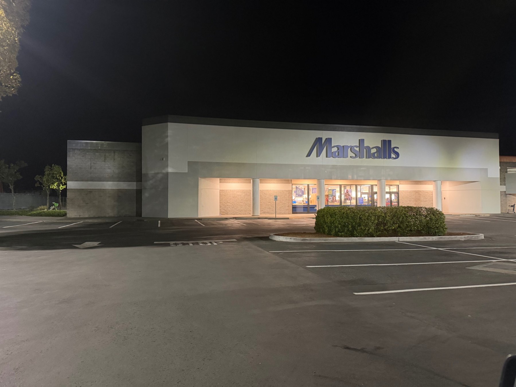 Marshalls storefront after painting